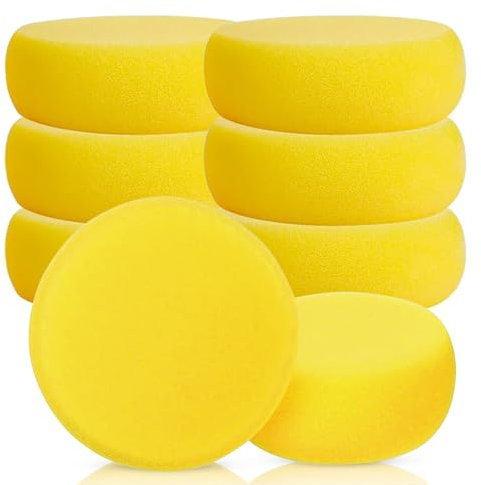 Paint Sponges Round Painting Foam Sponge Yellow Double-Sided Artist Paint Brush Tools for Craft Arts Watercolors Graffiti Pottery Ceramics (6 Pcs)