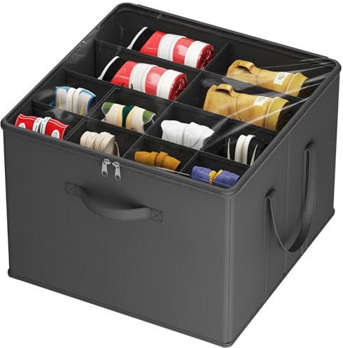 Lifewit Schuhorganizer 1er Set für 8 Paar, Großer Schuhschran für Closet mit Unterteilungen und Deckel, Platzsparende Schuhkarton mit Griffen für Schuhaufbewahrung, Schwarz