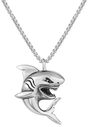 Caiduoduo Hip Hop Jaws Silberfarbe Persönlichkeit Anhänger Halskette Herrenmode Party Rock Schmuck Geschenk