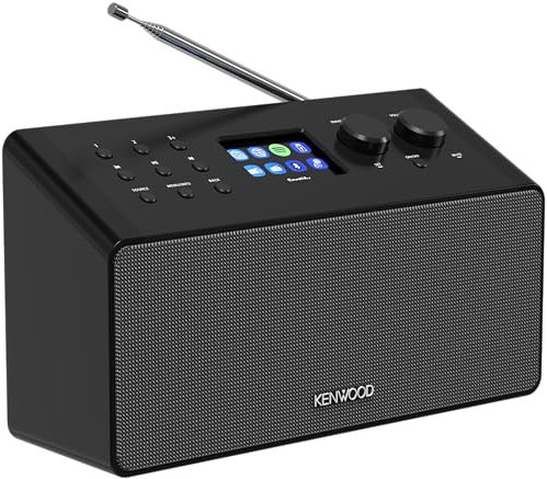 KENWOOD CR-ST90S - Radio inteligente con batería de iones de litio, pantalla a color de 2,4, radio por Internet WiFi, DAB+, FM, Spotify, Bluetooth, estéreo de 10 W RMS, USB, entrada auxiliar, USB-C