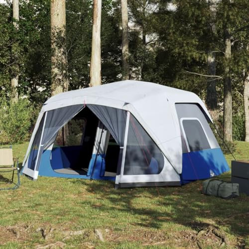 Annlera Zelt Blau Campingzelt mit LED 10 Personen Partyzelt Großes Zelt Outwell Zelt Campingzelt Wasserdicht Kühles Zelt Gute Belüftung 443x437x229 cm