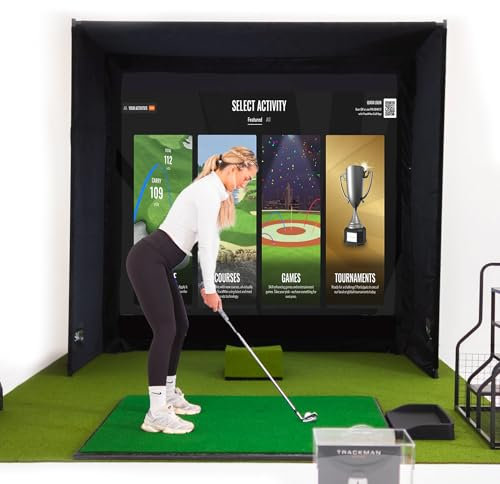 GolfBays SIMBOX Golf Simulator Enclosure – Premium Golf at Home Practice, Easy Setup, Various Sizes, Fabric with Durable Frame & Impact Screen (W 9'10 x H 8'2 x D 4'11)
