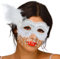 Gtociy Venezianische Masquerade Maske Weiße Feder Strass Pailletten Fasching Kostümparty Karneval Damen
