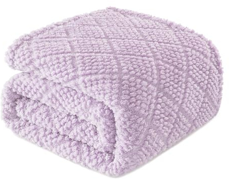 Whale Flotilla Soft Jacquard Throw Blanket for Sofa, Lilac | 130x150 CM, Waffle Blankets for Home Decor Chair Bed Coach, Lightweight and Cozy Bedspread, All Season, Fluffy Microfiber