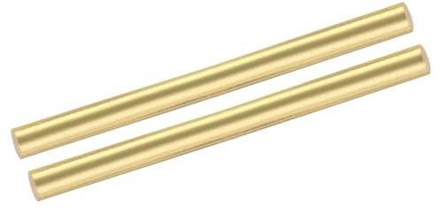 QUARKZMAN Messingstangen 12 mm x 100 mm Messing Massiv 2 Stück | Rund Material Drehbank Stange für Messer Griffe Stift Heimwerker Basteln Modell Flugzeug