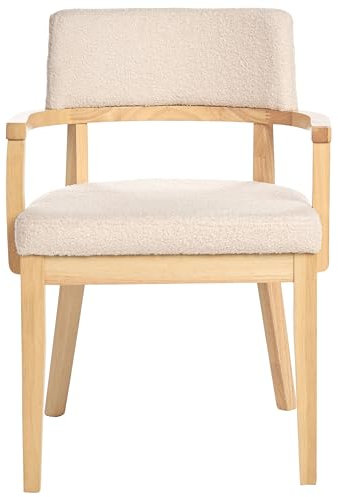 Beliani Esszimmerstuhl 2er Set gepolstert Bouclé Hellbraun/beige mit Armlehnen Holzbeinen Dalbo