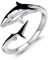 Shusukue Offener Hai-Ring, 925er Sterlingsilber, verstellbarer Hai-Ring, Schmuck für Tierliebhaber, Ozean-Geschenk für Freundin/Tochter/Mutter