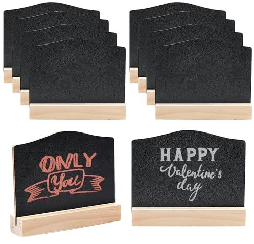 10 Stück Mini Tafel,Mini Kreidetafel mit Ständer,Kleine Tafel Holzschilder zum Beschriften,Beidseitig Memotafel Tischkarten Preisschilder Platzkarten Kreidetafel Aufsteller für Hochzeit,Geburtstag