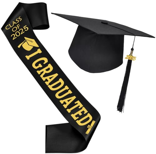 Angenster Bachelor Geschenk Doktorhut Bachelor Hut,Abitur 2025 Geschenke Für Absolventen,Graduation Hat Verstellbar für Herren Damen (2025, F)