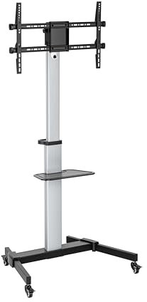 conecto TV Ständer Standfuß rollbar 37-86 Zoll für viele Fernseher/Monitore I Mit Rollen höhenverstellbar/schwenkbar/drehbar I Modell LM-FS02E