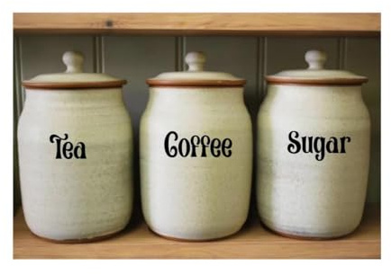 Tea Coffee Sugar Jar Stickers Labels Kitchen House Home Cupboard Glass Storage Cute Vinyl Decals