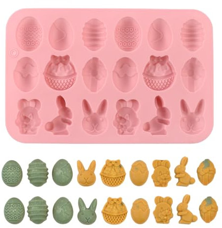 WUSJCOF 1 Stück Ostern Silikon Schokoladenformen, Osterhase und Ostereier Backformen, für Schokolade, Kuchen, Kekse, Handgefertigte Seife