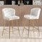 Ya-Home Barhocker 2er Set aus Samt, Moderne Barhocker mit gequilteter Rückenlehne, gepolsterter Sitzfläche & goldenen Metallbeinen für Hausbar/Kücheninsel, Beige