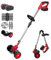 Tondeuse à gazon à 2 roues sans action, 2 x 3 000 mA Batterie Tondeuse électrique 1500 W Tondeuse manuelle Push avec 3 lames pour jardin, patio intérieur (rouge)