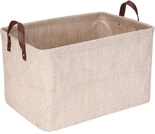 Sea Team Jute-Aufbewahrungskorb mit Stützrahmen, 42x30x24 cm beige wellig | Stabiler Organizer für Regale & Schränke, robuster Jute-Korb mit beigem Wellenmuster für Ordnung im Haushalt