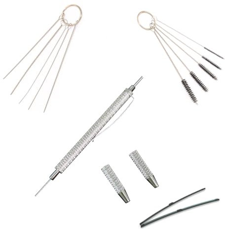 11Piece Car Maintenance Kit, Stainless Cleaning Kit & 2-in-1 Windscreen Washer Jet Tool Set, With Cleaning Needles and Brushes for Blockage Removal, Nozzle Adjustment, Auto Motorcycle Tools