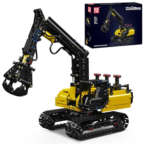 Mould King 17077 Pinza idraulica in legno, modello cingolato motorizzato telecomandato, modello escavatore motore high-tech, kit per ragazzi e ragazze dai 14 anni in su (866+ pezzi, versione statica)