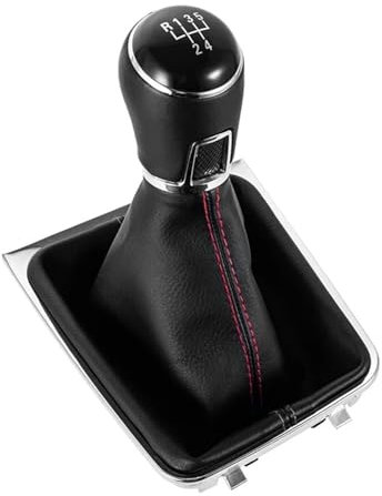 Schaltknäufe Für VW Für Golf 7 Für MK7 2013 2014 2015 2016 2017 2018 Leder-Schaltknaufhebel-Staubschutzabdeckung Manuell 5/6-Gang-Innenraum-Ersatzteil Schaltsack Schaltmanschette(5Speed RED)