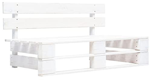 Myheimly Holz Gartenbank für den Innen- und Außenbereich Holzbank Sitzbank Hausbank Terrassenbank Palettenbank Bank Palettenmöbel Garten,Weiß