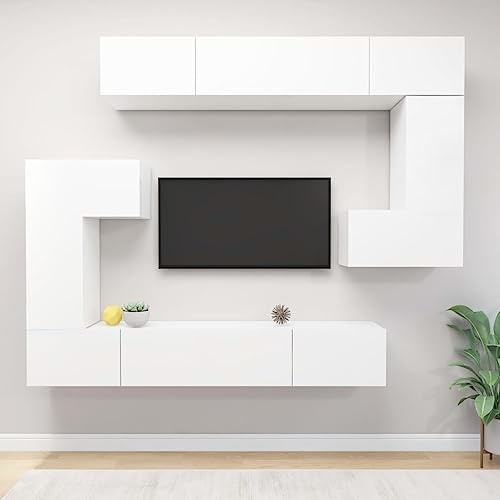 LLEZKBR Centres de divertissement et supports TV - Ensemble de 8 meubles TV en bois blanc