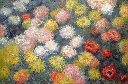 RZHRHJES Ölgemälde Wandbilder Abstrakte Leinwand Kunst Wandkunst Bild Druck Chrysanthemen Von Claude Monet Kunst Leinwand Poster für Wanddekoration 60x90cm