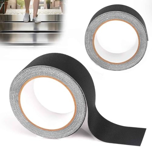 HATOVI Antirutsch Klebeband 6m×5cm Schwarz, 2 Rollen à3m×5cm Selbstklebend, Diamantoberfläche Wasserdichtes Rutschschutzband für Treppen Handläufe Bad Küche Werkstatt Outdoor