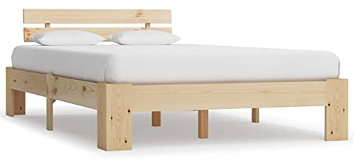 Massbinet Holzbett aus Eiche hochwertiges Bettgestell Bettrahmen mit Bettkopf Holzbett in Natur geölt geeignet als Doppelbett Futonbett Massivholzbett Kiefer 120x200 cm