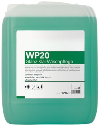 CleanClub Glanz-Klar-Wischpflege WP20, Professionelle Bodenpflege für gewachste und beschichtete Böden, Glanzpflege (10 Liter)
