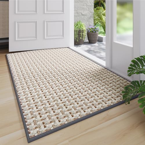 Quqei Indoor Door Mat Dirt Resistant, Front Door Matt Inside 90x150cm Grey | Non-Slip Rubber Backing Floor Mats, Absorbent, Low-Profile Doormat for Entryway, Front Door, Inside Entrance, Easy to Clean