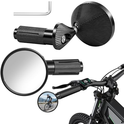 2 Stück Rückspiegel Fahrrad aus Aluminiumlegierung Fahrrad Rückspiegel 360° Drehbar Fahrrad-Rückspiegel konvexer Linse, Geeignet für Lenker mit Einem Durchmesser von 22–25 Millimetern