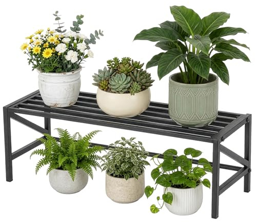 evergoods Heavy Duty Metal Plant Stand Indoor Outdoor Single-Tier Pot Rack