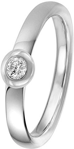 trendor Damen Diamant-Ring 925 Silber Brillant 0,10 ct hochwertige Geschenkidee für Frauen, wunderschöner Silberring mit Brillant 88391-54 Ringgröße 54/17,2