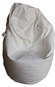 Natalia Spzoo Sitzsack Medium Point aus Kunstleder – Wasser- und Schmutzabweisend, mit Polystyrolfüllung (Weiss)