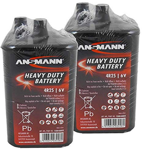 UvV Blockbatterie Trockenbatterie Batterie Typ 4R25 Campingbatterie 6Volt 9Ah Baustellenbatterie für Handlampe Baustellenlampe Campingleuchte Blinkleuchte Warnlampe (2)