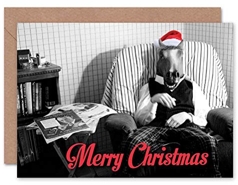 Wee Blue Coo CARD ALTERNATIVE CHRISTMAS XMAS HORSE HEAD WEIRD FUNNY