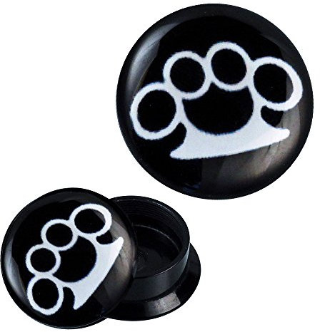 CHICNET Schraub Plug Acryl Schlagring weiß schwarz Expander Piercing Ohrschmuck 20 mm