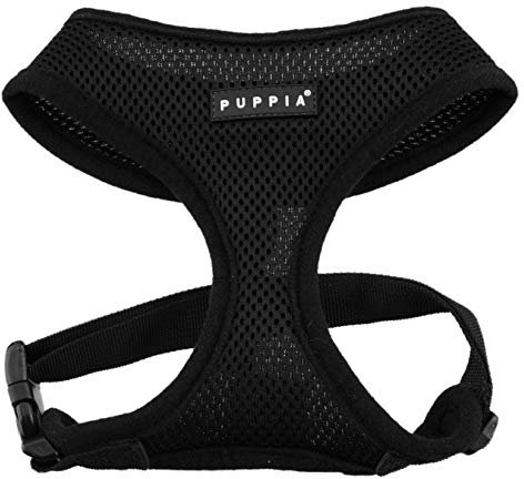 Puppia Hundegeschirr für kleine und mittelgroße Hunde - super weich in vielen Farben - Auch als Welpengeschirr verwendbar -Antizuggeschirr für Hunde, Schwarz, XS