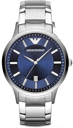 Emporio Armani AR2477 Uhr Herrenuhr Edelstahl Edelstahl 50m Analog Datum blau