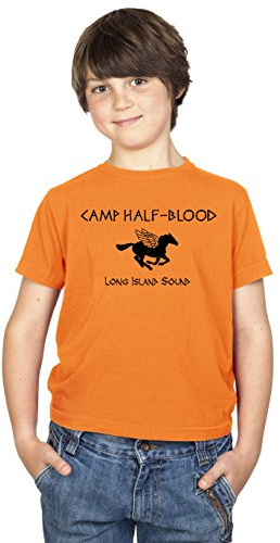 T-Shirt mit Aufdruck: Camp Half Blood, für Kinder Gr. X-Large, Orange
