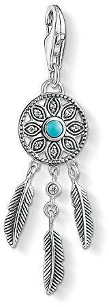 Thomas Sabo Damen Charm-Anhänger Ethno Traumfänger Charm Club Zirkonia Weiß Türkis 925 Sterling Silber 1326-646-17