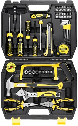 DOWELL Werkzeugset 49-teiliges Heimreparatur Handwerkzeug Kit mit Kunststoff Werkzeugkasten Aufbewahrungskoffer