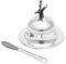 Beurrier métal argenté Cerf Caviar Couvercle en verre Argent Pot à confiture Beurre Cloche le réservoir BRIL librum Flyer