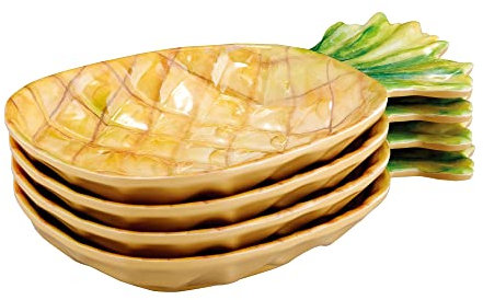 Tropical Breeze Melamine Pineapple 7 Plate Set of 4