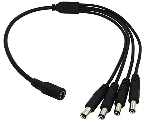 DC Power Splitter Cable, Bestga 1 Female to 4 Male 5.5mm X 2.1mm Camera Splitter Cable, DC Power Supply Branch Cable DC Jack Y Splitter for for CCTV Security Camera, LED Strip Light