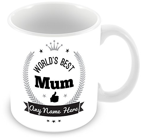 World's Best Mum Personalised Mug Gift - Customise Cup with Name - Silver