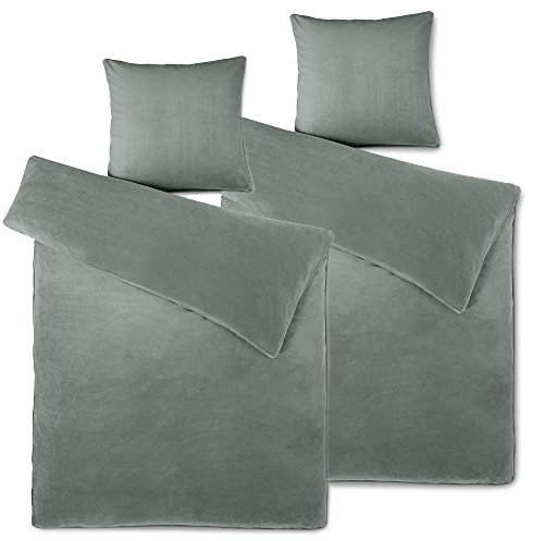 aqua-textil Feelwell Bettwäsche 135 x 200 cm 4teilig Coral Fleece Bettbezug Thermo Flausch grau