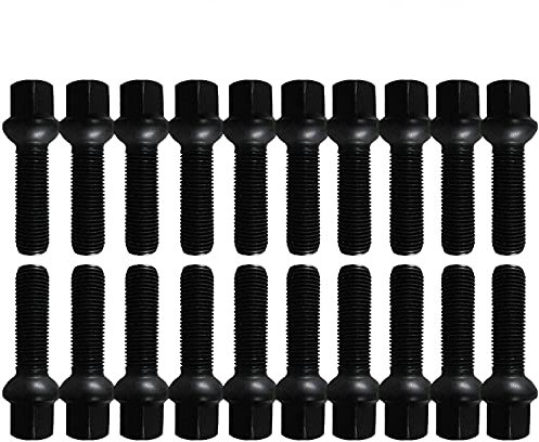 20 Tornillos de Rueda Antirrobo Rueda Pernos Negro Bola cintura M14 x 1,5 40 mm Skoda VW