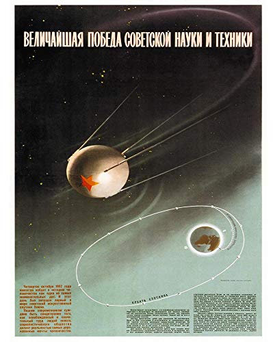 Wee Blue Coo Space Cultural Science Sputnik Space Craft Satellite Ussr Art Print Poster Wall Decor Kunstdruck Poster Wand-Dekor-12X16 Zoll