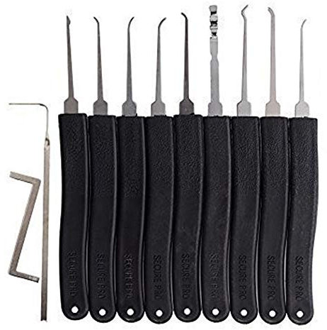 Loboo Idea juego de 14 piezas de púas de cerradura de Kaba con dientes, abridor de cerrajero, herramientas de cerrajero, Negro