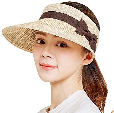 Demarkt Sonnenschild Visor Damen Visier Strand Stroh Sonnenhut Visoren Hüte Outdoor Sport Strohhut